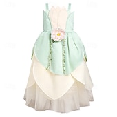 cheap Girls&#039; Costumes-Tinker Bell Fairy Tale Princess Tiana Flower Girl Dress Theme Party Costume Tulle Dresses Cosplay Movie Cosplay for Girls&#039; Kids Carnival Party / Evening