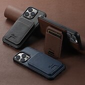 お買い得  iPhone用ケース-電話 ケース 用途 iPhone 16 iPhone 15 プロマックスプラス iPhone 14 13 12 Pro Max Plus バックカバー スタンド付き 磁石バックル ワイヤレス充電をサポート レトロ風 TPU PUレザー