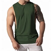 preiswerte Fitness Tank-Tops-Herren Tank Top Shirt Unterhemden Ärmellos Rundhalsausschnitt Frühling Sommer Glatt Modisch Designer Basic Sexy Urlaub Strasse Ausgehen Hellblau Weiß Rosa Top T-Shirt für Herren