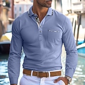 preiswerte Herren Klassisches Polo-Herren Poloshirt Golfhemd Arbeit Casual Kargen Gerippter Polokragen Kurzarm Basic Modern Farbblock Patchwork Taste Frühling Sommer Regular Fit Hellgelb Hellblau Meerblau Violett Rubinrot Aprikose