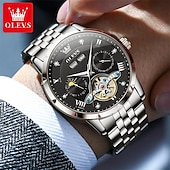 baratos Relógio Automático-nova marca olevs moda masculina europeia tendência relógio de negócios calendário luminoso indicação de 24 horas semana relógio mecânico multifuncional pulseira de aço à prova d&#039;água esportes relógio