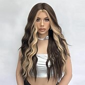 levne Syntetické trendy paruky-Syntetické paruky Vlnitá Bouncy Curl Střední část Paruka 26&quot; Tmavěhnědá Umělé vlasy Dámské Střední část Chladný Rozkošný Smíšené barvy