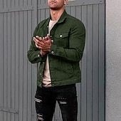 preiswerte Herrenjacken &amp; Herrenmäntel-Herren Leichte Jacke Trucker Jacke Sommerjacke Hemdjacke Urlaub Täglich Tasche Frühling &amp; Herbst Einfach Mode Klassisch Revers Regulär Schwarz Weiß Rot Marineblau Blau Jacken