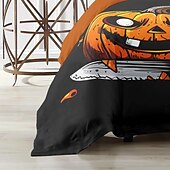 levne Sady přikrývek-kolekce halloween sada povlaků na přikrývky Jack o lucerna dýně 3dílná sada super měkká šetrná k pokožce s dlouhou životností