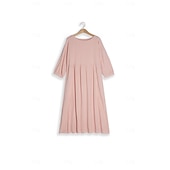 Недорогие Основные искусственные платья-Жен. Платье средней длины Искусственный хлопок и лен Платье прямого кроя Свободное платье Однотонный Классический На каждый день Отпуск Подарок Праздники Свободное облегание Рукав 3/4 Вырез под горло