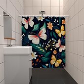 olcso Zuhanyfüggönyök-Zuhanyfüggöny kampókkal 180cm*180cm (70&quot;*70&quot;) poliészter mosható vízálló növény virág mintával fürdőszoba kád dekor