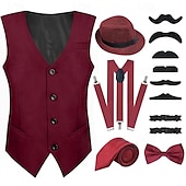 cheap Great Gatsby-Retro Vintage Roaring 20s 1920s Outfits Vest Waistcoat The Great Gatsby Gentleman Fashion Fancy Dress Men&#039;s Christmas Halloween Carnival Prom Festival Adults&#039; Cravat Vest More Accessories All Seasons