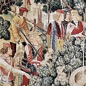 preiswerte Jacquardgewebte Wandteppiche-Jacquardgewebter Gobelin, Aubusson-Wandbehang, Jagd auf das Einhorn, belgischer Wandteppich, Webstuhl, Baumwollgewebe, Dekoration für Wohnzimmer und Schlafzimmer (ohne Stab und Quasten)