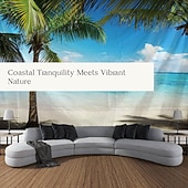 Недорогие Тапестри́ на океа́нском пляже-пейзаж природа большой настенный гобелен арт-деко одеяло занавеска пикник стол скатерть висит дом спальня гостиная общежитие украшение пляж серия кокосовая пальма синее море белое облако синее небо