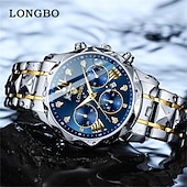 Χαμηλού Κόστους Ρολόγια Quartz-Ρολόι Quartz LONGBO Ανδρικό Μόδα Επιχειρηματικό Ρολόι Χεριού Λαμπερό Ημερολόγιο Αδιάβροχο Διακόσμηση Ρολόι Ατσαλιού