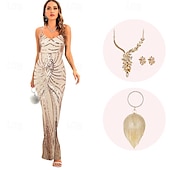 levne oblečení-Retro Řvoucí 20s 20. léta 20. století Bubenové šaty Cosplay kostým Úbory Velký Gatsby Svatební host Flitry Maškarní kostým Dámské Vánoce předvečer Všech svatých Karneval předvečer Všech svatých