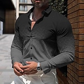 cheap Men&#039;s Dress Shirts-Men&#039;s Shirt Dress Shirt Button Up Shirt Plaid Daily Light Blue Red Blue Gray Long Sleeve Turndown Fall Winter Clothing Apparel Button Up