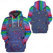 cheap Cartoon &amp; Movie Character Graphic-Chucky Hoodie Cartoon Manga Anime 3D Front Pocket Graphic For Couple&#039;s Men&#039;s Women&#039;s Adults&#039; Back To School 3D Print Casual Daily