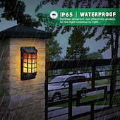 economico Applique per esterni-1 pz luci a fiamma solare per esterni, luci da parete a fiamma tremolante impermeabili con sensore scuro accensione/spegnimento automatico 66 luci notturne a energia solare a LED design a reticolo per