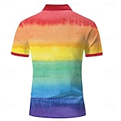 billiga Mäns mönstrade pikétröja-Herr Regnbåge Hawaiian pikétröjor Golftröja Kortärmad Polotröjor Skjortor med krage Ledigt Standkläder Semesterkläder Tropical Wear Festkläder 3D-utskrift Quarter Zip Polo Svart Olivgrön Vit