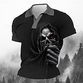 economico Halloween-Giorno dei Morti Per uomo Teschio Polo Maglia da golf Manica Corta Magliette polo Scollo a V Orrore Abbigliamento casual alla moda Abbigliamento da festa Abiti da festa Stampa 3D Primavera &amp; Estate