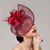 economico Fascinator-Copricapo con piume rete cappello piatto matrimonio corsa ippica giornata delle donne Melbourne Cup con copricapo in piume accessorio per la testa abbigliamento da gara 2025