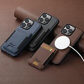 お買い得  iPhone用ケース-電話 ケース 用途 iPhone 16 iPhone 15 プロマックスプラス iPhone 14 13 12 Pro Max Plus バックカバー スタンド付き 磁石バックル ワイヤレス充電をサポート レトロ風 TPU PUレザー