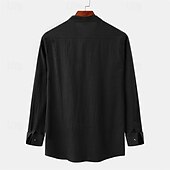 economico camicia da uomo con bottoni-Per uomo Camicia Camicia Estiva Camicia casual Camicia da Spiaggia Camicia con Bottoni Nero Bianco Blu marino Marrone Kaki Manica Lunga Semplice Colletto alla coreana Vacanza Camicia hawaiana Tasca