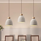 abordables Éclairages pour îlot-Lampe suspendue LED en bois de ciment, source de lumière 3 couleurs, 16/20/50/70 cm, 1/2/3 lumières, luminaire suspendu en béton industriel moderne et élégant, style wabi-sabi japonais, dôme en ciment