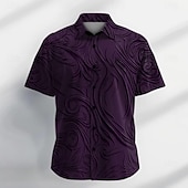 cheap Men's Dress Shirts-Men's Shirt Dress Shirt Graphic Party Daily Black Purple Green Short Sleeve Turndown Summer Clothing Apparel Buttons