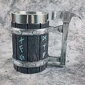 cheap Medieval-1pc Antique Viking Beer Mug - Wooden Barrel Cup with Stainless Steel Liner - Perfect Gift for Beer Lovers