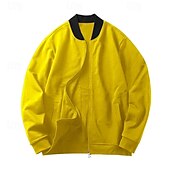 preiswerte Herrenjacken &amp; Herrenmäntel-Herren Bomberjacke übergangsjacke Täglich Leicht Tasche Frühling &amp; Herbst Klassisch Stehkragen Regulär Schwarz Gelb Rot Marineblau Königliches Blau Jacken