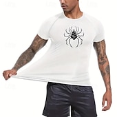 Недорогие Футболки и майки для бега-Муж. Компрессионная футболка Спортивная рубашка Фитнес-рубашка С короткими рукавами Футболка Футболка Повседневные Одежда для спорта и отдыха Лето Пауки