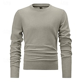 preiswerte Herrenpullover-Herren Pullover Strickpullover Gerippt Stricken Standard Strick Glatt Rundhalsausschnitt Modisch Basic Freizeitskleidung Verabredung Bekleidung Herbst Winter Schwarz Weiß S M L