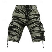 abordables Clásico-Hombre Pantalones cortos tácticos Pantalón Corto Cargo Pantalón corto Botones Multi bolsillo Plano Listo para vestir Longitud de la rodilla Exterior Diario Acampada y Senderismo Moda Clásico Negro