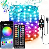 levne USB String světla-chytrá usb pohádková řetězová světla vodotěsná vícebarevná měnící se světla na Vánoce, narozeniny, večírek vnitřní venkovní dekorace, dálkové ovládání aplikace