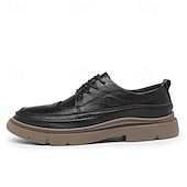 baratos Semi-formal-sapatos masculinos de couro marrom brogue oxford - sapatos elegantes e duráveis com cadarços e sola robusta para uso formal e casual