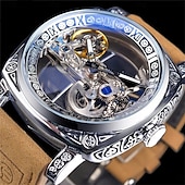 abordables Montres mécaniques-Montre mécanique FORSINING pour homme mode décontractée automatique à remontage automatique phase de lune lumineuse étanche en acier