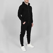 cheap Tracksuits-Men&#039;s Tracksuit Jogging Suit 2 Piece Full Zip Casual Fall Long Sleeve Breathable Soft Fitness Gym Workout Running Sportswear Activewear Color Block Dark Grey Black White