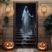 billige Halloween dekorasjon-halloween dørdekorasjoner halloween dørdeksler zombie brud dør billedvev dør gardin dekorasjon bakteppe dør banner for inngangsdør gårdshus ferie fest dekor forsyninger