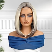 abordables Perruques synthétiques à dentelle-Perruque en dentelle synthétique Droit Style 14 pouce Ombre Blond Marron Foncé Doré Bob Coupe Carré Ouverte Perruque Femme Perruque Brun / Blanc