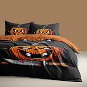 levne Sady přikrývek-kolekce halloween sada povlaků na přikrývky Jack o lucerna dýně 3dílná sada super měkká šetrná k pokožce s dlouhou životností