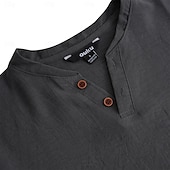 cheap Casual Henley Tee-Men&#039;s Henley Shirt Tee Top Plain V Neck Street Vacation Short Sleeves Clothing Apparel Fashion Designer Basic