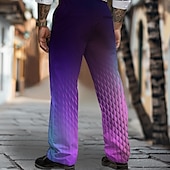 abordables Lâche-Homme Géométrique pantalon de costume Taille médiale Vêtement décontracté Formel Quotidien Zippé Poche Pantalon droit Eté Printemps Automne 3D effet Violet