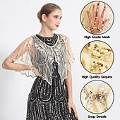 olcso Sálak és Kendők-Retró Ordító 20-as évek 1920-as évek Felszerelések Flapper fejpánt Kiegészítő készlet Fejfedők Biserna ogrlica A nagy Gatsby Flapper lány Esküvői Vendég Flitter Toll Női Esemény / Buli Esküvői