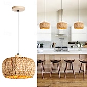 economico Luci Isola cucina-lampadario a sospensione a led in rattan lanterna design lampadario retrò lampadario da 30 cm l&#039;illuminazione a soffitto è applicabile a soggiorno camera da letto ristorante bar caffetteria ristorante