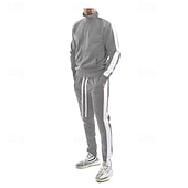 levne teplákové soupravy-Pánské Tepláková souprava Oblek na jogging 2 ks Celý zip Ležérní Podzim Dlouhý rukáv Prodyšné Yumuşak Zdatnost Cvičení v tělocvičně Běh sportovní oblečení Sportovní oděvy Barevné bloky Černá Žlut