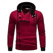cheap Basic Hoodies-Men&#039;s Hoodie Full Zip Hoodie Wine Hooded Color Block Patchwork Sports &amp; Outdoor Daily Holiday Polyester Streetwear Basic Casual Spring &amp;  Fall Clothing Apparel Hoodies Sweatshirts  Long Sleeve