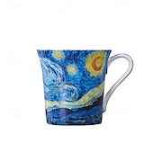 baratos Canecas &amp; Chávenas-Caneca van gogh bone china - xícara de café de cerâmica criativa e artística com famoso design de pintura a óleo - caneca de porcelana em caixa de presente exclusiva para uso doméstico