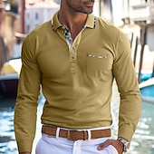 preiswerte Herren Klassisches Polo-Herren Poloshirt Golfhemd Arbeit Casual Kargen Gerippter Polokragen Kurzarm Basic Modern Farbblock Patchwork Taste Frühling Sommer Regular Fit Hellgelb Hellblau Meerblau Violett Rubinrot Aprikose