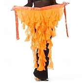 abordables Ropa de danza del vientre-Bufanda de danza del vientre para mujer, falda con cinturón, cinturón de baile latino, falda ondulada con borlas para rendimiento