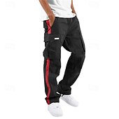 cheap Cargo Pants-Men&#039;s Cargo Pants Cargo Trousers Drawstring Elastic Waist Multi Pocket Stripe Wearable Outdoor Daily Camping &amp; Hiking Fashion Classic Black White