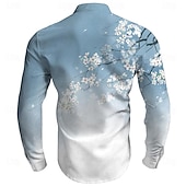 economico Modello di piante-Per uomo Floreale Camicia Camicia con Bottoni Manica Lunga Casual Spiaggia Quotidiano Estate Primavera Autunno Collo alla coreana Colletto alla coreana Cardigan con Bottoni Stampa 3D Rosa Blu Viola
