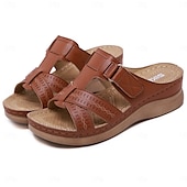billiga Avslappnade sandaler-svarta slip-on-sandaler för kvinnor med utskuren design och bekväm sula för sommar- och fritidskläder