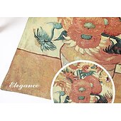 preiswerte Jacquardgewebte Wandteppiche-Jacquardgewebter Wandteppich, Gobelin, Aubusson-Wandkunst, großer Wandteppich, Reproduktion, Webstuhl, Baumwollgewebe, Sonnenblumen, belgischer Wandteppich (ohne Quasten und Stange)